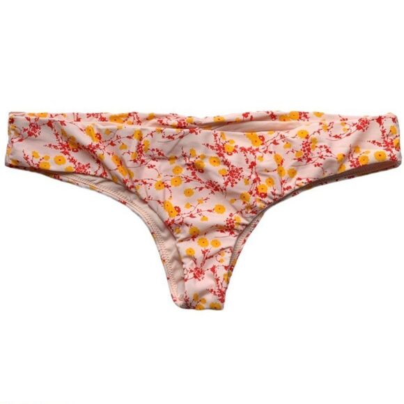 Raisins Miami Pant Pink Floral Cheeky Shirred Bikini Swim Bottoms Size XL - Picture 2 of 9